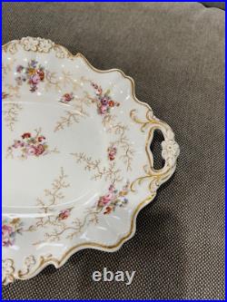 Antique Pair of Porcelain Serving Dishes with Floral & Gold Decoration
