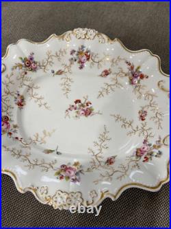 Antique Pair of Porcelain Serving Dishes with Floral & Gold Decoration