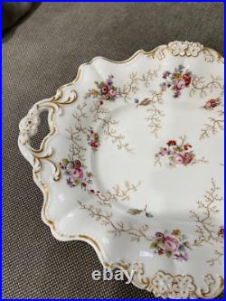 Antique Pair of Porcelain Serving Dishes with Floral & Gold Decoration