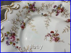 Antique Pair of Porcelain Serving Dishes with Floral & Gold Decoration