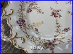 Antique Pair of Porcelain Serving Dishes with Floral & Gold Decoration