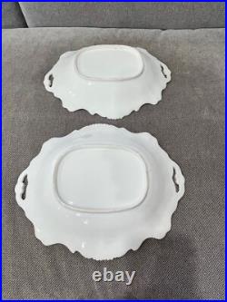 Antique Pair of Porcelain Serving Dishes with Floral & Gold Decoration