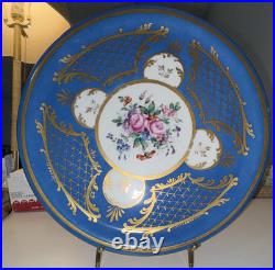 Antique Paris Porcelain Hand Painted Blue Floral Plate