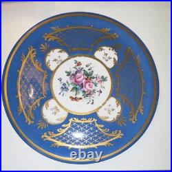 Antique Paris Porcelain Hand Painted Blue Floral Plate