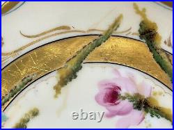 Antique Pickard China Hand Painted Signed Porcelain Plate Pink Flowers & Gold