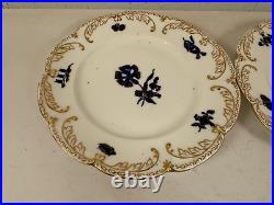 Antique Porcelain Pair of Plates with Cobalt Blue Floral & Gold Decoration