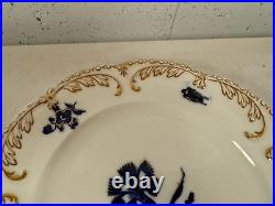 Antique Porcelain Pair of Plates with Cobalt Blue Floral & Gold Decoration