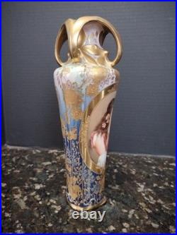 Antique Porcelain Portrait Vase Royal Vienna Artist Kantler 11 Gold Wow