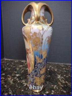 Antique Porcelain Portrait Vase Royal Vienna Artist Kantler 11 Gold Wow
