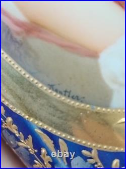 Antique Porcelain Portrait Vase Royal Vienna Artist Kantler 11 Gold Wow