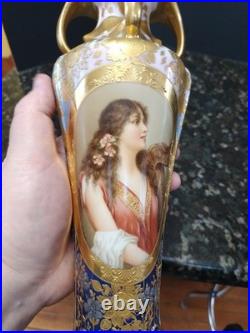 Antique Porcelain Portrait Vase Royal Vienna Artist Kantler 11 Gold Wow