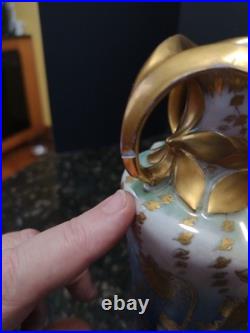Antique Porcelain Portrait Vase Royal Vienna Artist Kantler 11 Gold Wow
