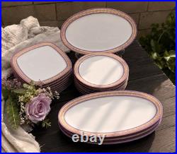 Antique Purple & Gold Porcelain Dinnerware Set Plates & Platters Minton 17 Piece