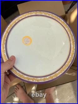 Antique Purple & Gold Porcelain Dinnerware Set Plates & Platters Minton 17 Piece