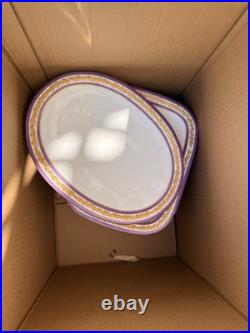 Antique Purple & Gold Porcelain Dinnerware Set Plates & Platters Minton 17 Piece