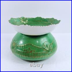 Antique RB Gray China St. Louis Green Gold Gilt Centerpiece Bowl Porcelain