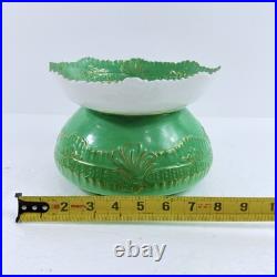 Antique RB Gray China St. Louis Green Gold Gilt Centerpiece Bowl Porcelain