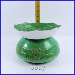 Antique RB Gray China St. Louis Green Gold Gilt Centerpiece Bowl Porcelain