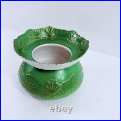 Antique RB Gray China St. Louis Green Gold Gilt Centerpiece Bowl Porcelain