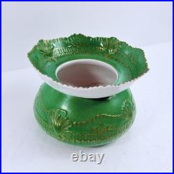 Antique RB Gray China St. Louis Green Gold Gilt Centerpiece Bowl Porcelain