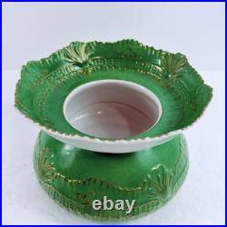 Antique RB Gray China St. Louis Green Gold Gilt Centerpiece Bowl Porcelain