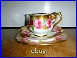 Antique Royal Albert Crown China Tea Trio Old English Rose Gilded 1927-1935