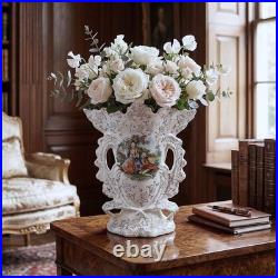 Antique Royal China 22Kt Gold Victorian Portrait Double Handle Vase Urn Decor 9