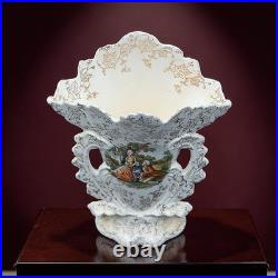 Antique Royal China 22Kt Gold Victorian Portrait Double Handle Vase Urn Decor 9