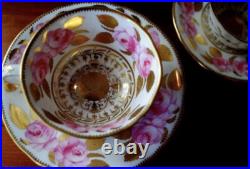 Antique Royal Crown Derby Cabbage Roses Cup & Saucer Pattern 4638