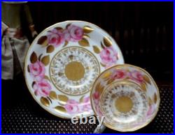 Antique Royal Crown Derby Cabbage Roses Cup & Saucer Pattern 4638