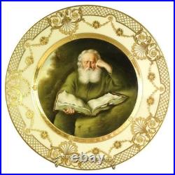 Antique Royal Vienna Fraurueth Porcelain Portrait Plate with Gilt Border C1890