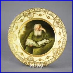 Antique Royal Vienna Fraurueth Porcelain Portrait Plate with Gilt Border C1890