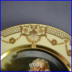 Antique Royal Vienna Fraurueth Porcelain Portrait Plate with Gilt Border C1890