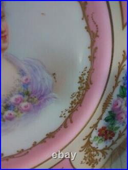 Antique Sevres Porcelain Portrait Plate Sgnd Mkd 19th C. Gold Gilt Fancy Perfect