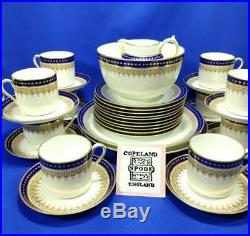 Antique Spode Copelands China 34 pc Blue Gold Coffee Tea Set #9791 c1908 VGC