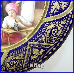 Antique Vienna Porcelain Portrait Plate Signed J. Gunt Cobalt Blue & Gold