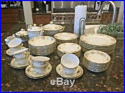Antique and Rare Porcelain Iwane China Set withHeavy Gold Gilt Raised Floral