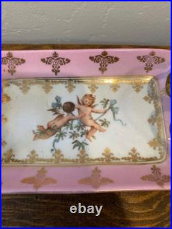 Antique austrian china and handpainted porcelain and brass stamped dated 23