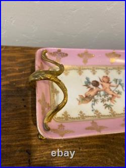 Antique austrian china and handpainted porcelain and brass stamped dated 23