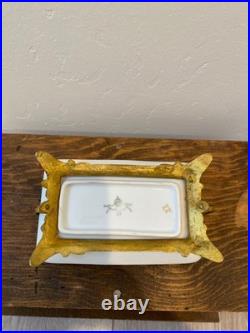 Antique austrian china and handpainted porcelain and brass stamped dated 23