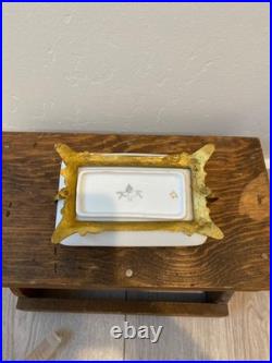Antique austrian china and handpainted porcelain and brass stamped dated 23