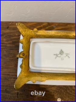 Antique austrian china and handpainted porcelain and brass stamped dated 23