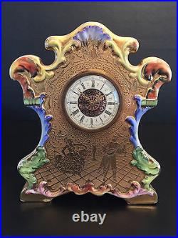 Antique mantle clock VICTORIA CHINA czechoslovakia H/P 24 karat gold 1901-1910