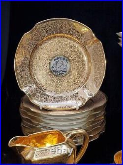 Arzberg Bavaria 24kT Gold Encrusted Platinum Medallion Serving China Set