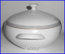 Arzberg Porcelain China 9573 Gray Band withGold Large Soup Tureen withLid