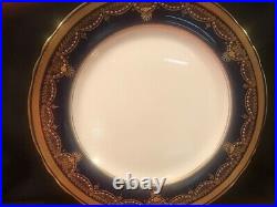 Aynsley 7321 Cobalt Blue, Gold Encrusted Dinner Plate 10 5/8 Across