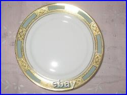 Aynsley England Empress Nile Green Encrusted Gold Set of 6 Bread Butter Plates