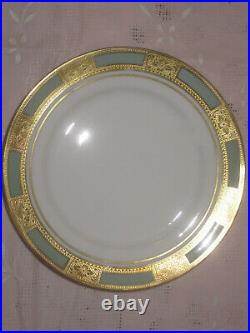 Aynsley England Empress Nile Green Encrusted Gold Set of 6 Bread Butter Plates