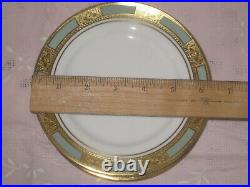 Aynsley England Empress Nile Green Encrusted Gold Set of 6 Bread Butter Plates