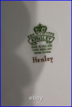 Aynsley Henley Gold Trim Bone China Green Backstamp 11 Dinner Plates 10 5/8